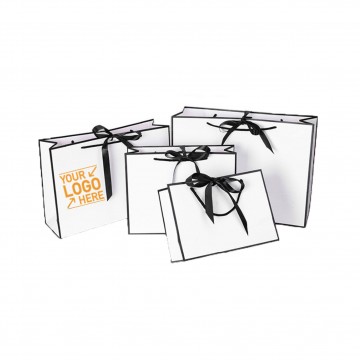White Paper Shopping Bag with Ribbon